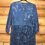 Mac Duggal  5509 Womens Blue SEQUINED WRAP OVER 3/4 SLEEVE GOWN Photo 10