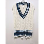 Free People  Coastal Prep Poncho Vest - Navy Blue/Ivory OS NWOT‎ Photo 6