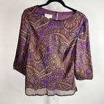 Talbots Vintage-Inspired Paisley Blouse Petite 14 Dark Academia Book Club Mood Photo 5