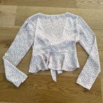 Dress Forum  Tie Front Polka Dot Peplum Top in White & Red Photo 4