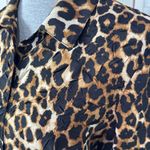 Chico's  Leopard Print Crinkle Upper Button Up‎ Boyfriend Shirt Tan Black Medium 1 Photo 4