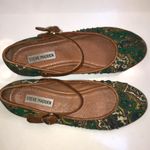 Steve Madden Women’s Liraa Paisley Print Fabric Leather Strap Ballet Flat Shoes Photo 3