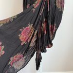 VTG Karen Alexander Black Floral Halter Dress Ruched Tulip Hem Sleeveless sz 10 Photo 4