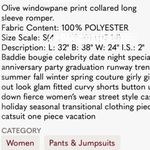 Le lis Olive Green Checkered Long Sleeve Romper S Photo 6