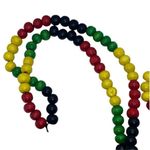 Handmade NWT Rasta Pot Leaf Weed Red Yellow Green Wooden Beaded Necklace Photo 3