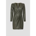 Saylor Veronicka Sage Green Faux Leather Faux Wrap Long Sleeve Mini Dress Sz XS Photo 3