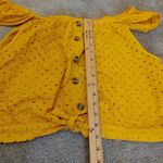 a.n.a  Size XXL Mustard Yellow Cropped Eyelet Short Sleeve Top Tie Summer Photo 5