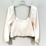 TCEC  Fab'rik Kynlee‎ Cropped Puff Sleeve Blouse Women's Large Cream Smocked NWT Photo 7