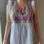 Savanna Jane Women Cap Sleeve Aztec Embroidered Dress Sz Medium Boho #27 Blue Photo 6