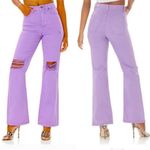 AFRM Oden High Waist Jean Flare Leg Distressed Purple NEW Women's Lavender Jeans Size 26 Photo 4