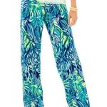 Lilly Pulitzer Islamorada Beach Armadilly Blue Green Pull-on Palazzo Pants XS Photo 0