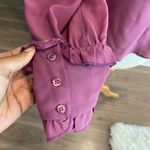 Lavender Brown  Vintage Silk Ruffled V-Neck Blouse - Mauve Photo 2
