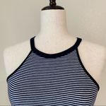 Women’s Navy Blue White Stripe Sleeveless Crop top, Sz Small Photo 1