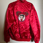 American Vintage Vintage Betty Boop Satin Bomber Jacket Sz Medium Oversized Red Photo 0