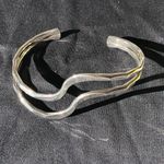 Designer Signed Handmade Sterling Silver Modernist Wavy Cuff Bracelet Photo 2