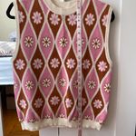 Mango - Retro Pink and Brown Sleeveless jumper - Size Small Photo 6