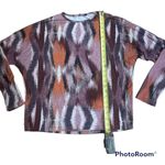 Pashmina Abstract Print Long Sleeve Top Multicolor Boho Art Knit XL Photo 2