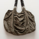 French Connection Olive Green Large Tote Bag Double Brown Handles 18” Wide Photo 0