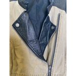 Free People Linen Faux Leather Moto Jacket Zipper Snaps Sz 12 Black Tan Women’s Photo 2