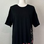 ASOS Black Embroidered Short Sleeves High-Low Hem T-Shirt Dress Photo 1