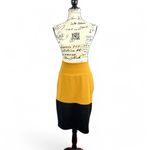 LuLaRoe Pencil Skirt Cassie Mustard Black Dipped Colorblock Textured Women Large Photo 2