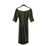 Whistles Flavia Off The Shoulder Midi Silk Tie Dress Khaki Green Size 0 XS NWT Photo 4