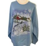Pleasant Shade Winter Scene Holiday Sweatshirt XL Blue Snow Photo 0