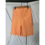 We Wore What Lace Up Corset High Rise Biker Shorts Peach Stretch Size Small 6" Photo 2