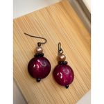 Glass & Pearl Beaded Drop Earrings With Black Accents Purple Photo 2