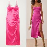 Reformation NWT Marguerite Dress size 10 Flambé hot pink silk midi Photo 1