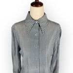 American Vintage Vintage Blue Grid Button Front Long Sleeve Shirt Medium Photo 2