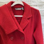Liz Claiborne  Womens L Jacket Peacoat Red 100% Wool Double Breasted Buttons Photo 1