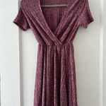 SheIn ⭐️ purple pink deep v neck short sleeve be ribbed knit soft swing dress XS Photo 0