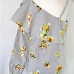 Lumière Floral Striped One Shoulder Long Sleeve Shirt Grey Multi Size S White Photo 6