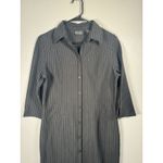 New York Company Women Small Black Striped Button Up Side Slit Dress Photo 1