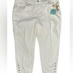 CeCe Womens Plus Straight Leg Ankle White Jeans with Faux Pearl Detail Size 24W Photo 6