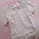 Vintage White Beaded Lace Top Size L Photo 4