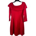 Jessica Howard Sweater Dress Women's Medium Red Off the Shoulder Bow Knit Midi Photo 1
