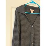 H&M  Ribbed Knit Cardigan Sweater Collared Button Front‎ Gray Medium Photo 2