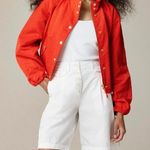 J.Crew  Collection Lightweight Bomber Jacket Relaxed Gold Buttons Red XS NWT Photo 0