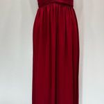 TFNC London Burgundy Sonia Maxi Dress Pleated Bust Plunging V Neckline Open Back Red Photo 1