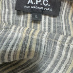APC Rue Madame Paris Dress Shift 100% Linen sz L pockets striped lagenlook Tan Size L Photo 5