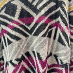 Lucky Brand Long Gray Black Purple & Yellow Aztec Design Open Front Cardigan M Photo 9