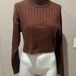 LA Hearts  Women's Brown Ribbed Knit Cropped Sweater Pullover Size Standard M Photo 1