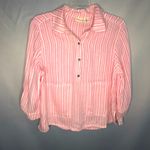 Westbound  woman's button down pink & white striped blouse blouse size medium Photo 0