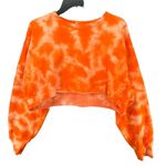 Tna Cozy Fleece Sweatshirt Womens Small Orange Tie Dye Crop Pullover Crewneck Photo 1