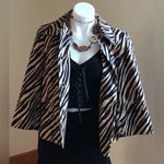 Doncaster Black & Tan Animal Print 4 Gold Metal Buckle Buttons Wide Sleeves SZ8 Photo 0