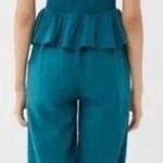 Urban Outfitters Teal Green Linen Blend Strapless Peplum Wide Leg Jumpsuit Small Photo 1