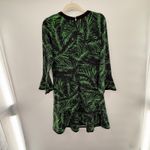 Michael Kors Michael  Green Palm Leaf Print Shift Dress Size M Bell Sleeve Photo 5
