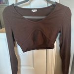 Garage  Brown Cropped Long Sleeve Shirt Photo 0